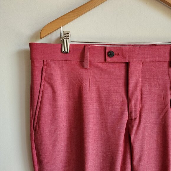 36x34 Rose Pink Pants New Jos A Bank Skinny Fit Pant Polyester Nwt Mens Magenta - Picture 7 of 17